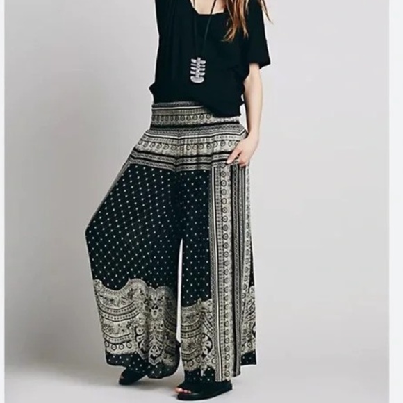 Free People Pants - Free People Sarah Smocked Wide-Leg Pants